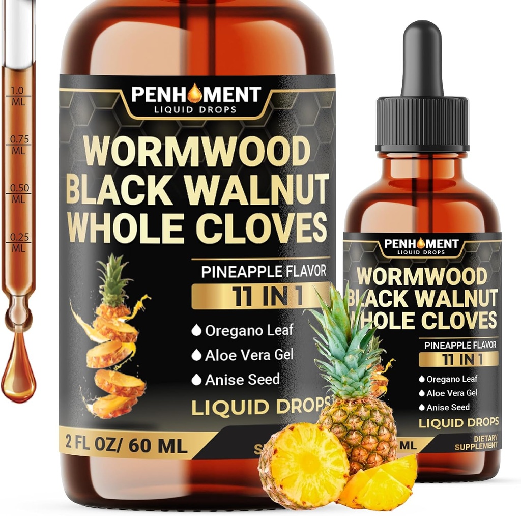 11in1 2100mg Μαύρο γαρύφαλλο Walnut Wormwood Tinture, Oregano & 7 Περισσότερα - Υγρές σταγόνες Wormwood -Pineapple Flavor - 2 OZ FL - 60 ημέρες προσφοράς