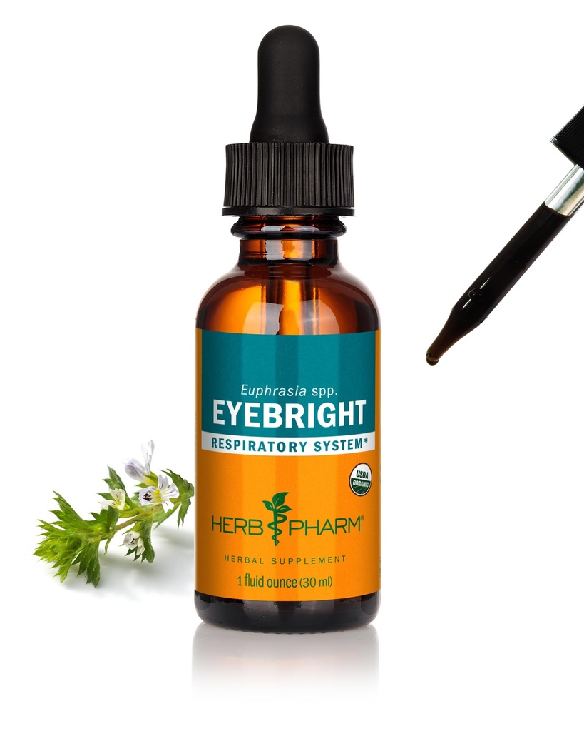 Herb Pharm Certified Organic Eyebright Liquid Extract for αναπνευστικό σύστημα Υποστήριξη - 1 ουγγιά, σαφές