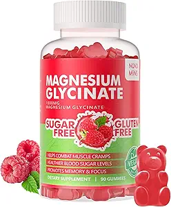 90 CT Μαγνήσιο Γλυκινικό Gummies 1000mg - Συμπλήρωμα χωρίς ζάχαρη Μαγνήσιο Κάλιο με βιταμίνη D, B6, CoQ10 για υποστήριξη ηρεμίας & ύπνου - 90 Schumberry Gummies