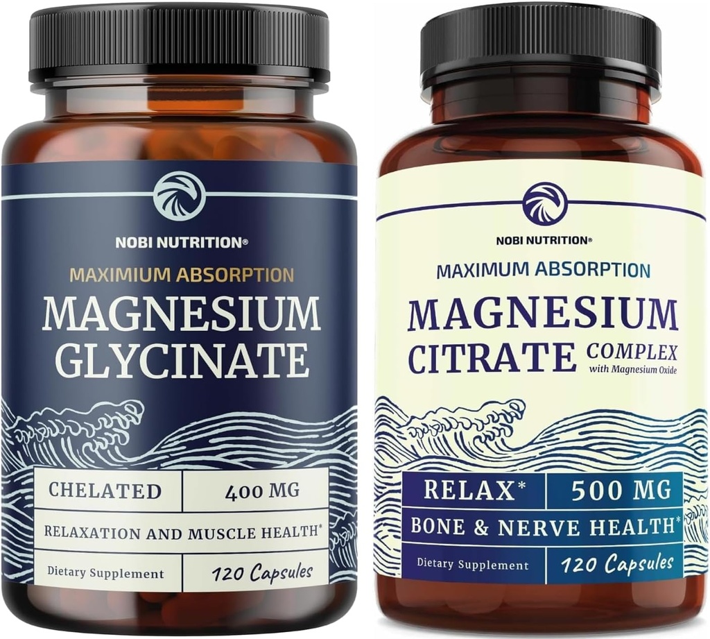 Γλυκινικό μαγνήσιο 400mg (120ct) & Κιτρικό μαγνήσιο 500 MG (120ct) 