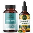 HERBAMAMA Turmeric Extract and Pine Bark Kit - Bundle 400 mg Γαλλικές Ναυτικές Κάψουλες & Turmeric Extract Βάμμα 2 fl oz - Vegan, Μη ΓΤΟ, Ζάχαρη & Αλκοόλ- Δωρεάν - 2 Pack