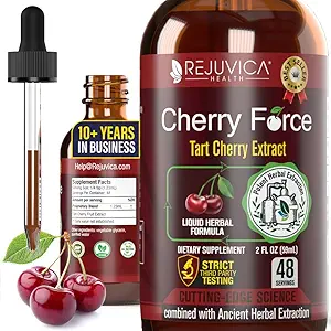 Rejuvica Health Cherry Force - Advanced Tart Cherry Extract - Real Tart Cherries - Rich in Phytonutrients - Liquid Extract for Better Absorption