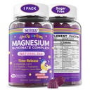 Γλυκινικό μαγνήσιο Glycinate Gummies για ενήλικες & παιδιά 4+, χωρίς ζάχαρη Μαγνήσιο Bisglycinate συμπλήρωμα 400/200mg με B6D3, 5HTP, L-Θεανίνη για ύπνο & χαλάρωση, εγκέφαλος, μύες, Melatonin Free Gummies,1Pack