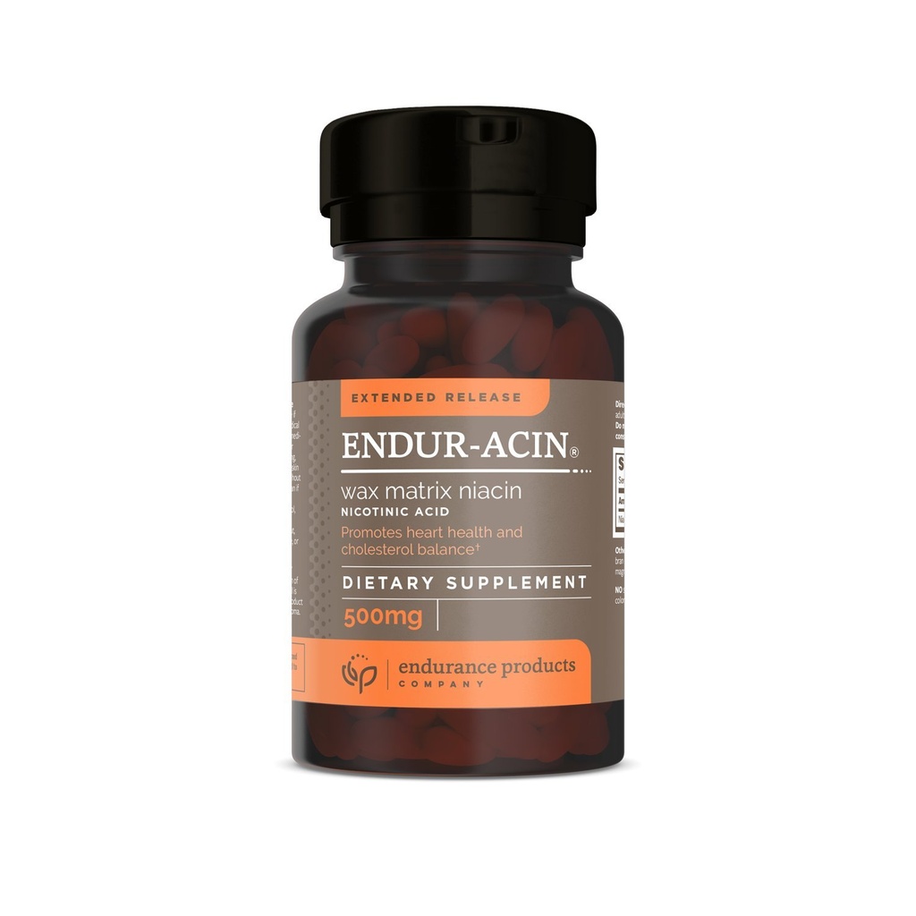 ENDUR-ACIN Νιασίνη - Βιταμίνη B3 Νιασίνη 500mg Εκτεταμένη απελευθέρωση & χαμηλής ροής, 100 δισκία - Υποστηρίζει την ισορροπία χοληστερόλης & καρδιάς - Προϊόντα αντοχής