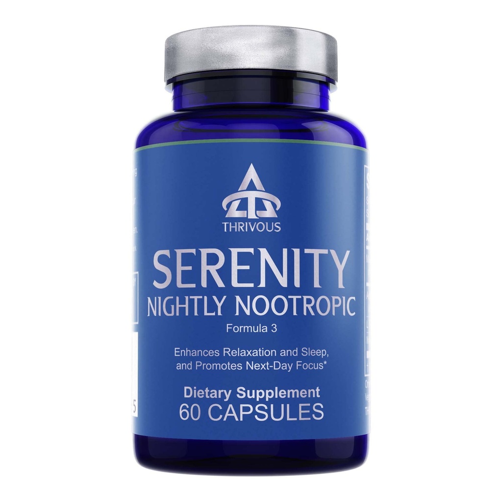 Thrivous Serenity Nightly Nootropic – Sleep & Relaxation Formula with KSM-66 Ashwagandha, L-Theanine, Magnesium Glycinate & Melatonin – 60 Vegan Capsules