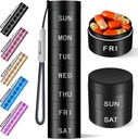 Αλουμινίου Travel Pill Organizer, Weekly Metal Pill Case, Hill Holder, Moisture Proof Αδιάβροχο Daily Pill Box 7 Day, Big Pill Container to Hold Vitamins, Medication, Συμπληρωματικά【 Μαύρο.