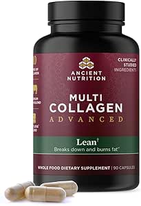 Αρχαία διατροφή Multi Collagen Advanced Lean with Probiotics, Hydrolyzed Collagen Peptides Υποστηρίζει Υγιεινή απώλεια βάρους και απώλεια λίπους, 90 Count