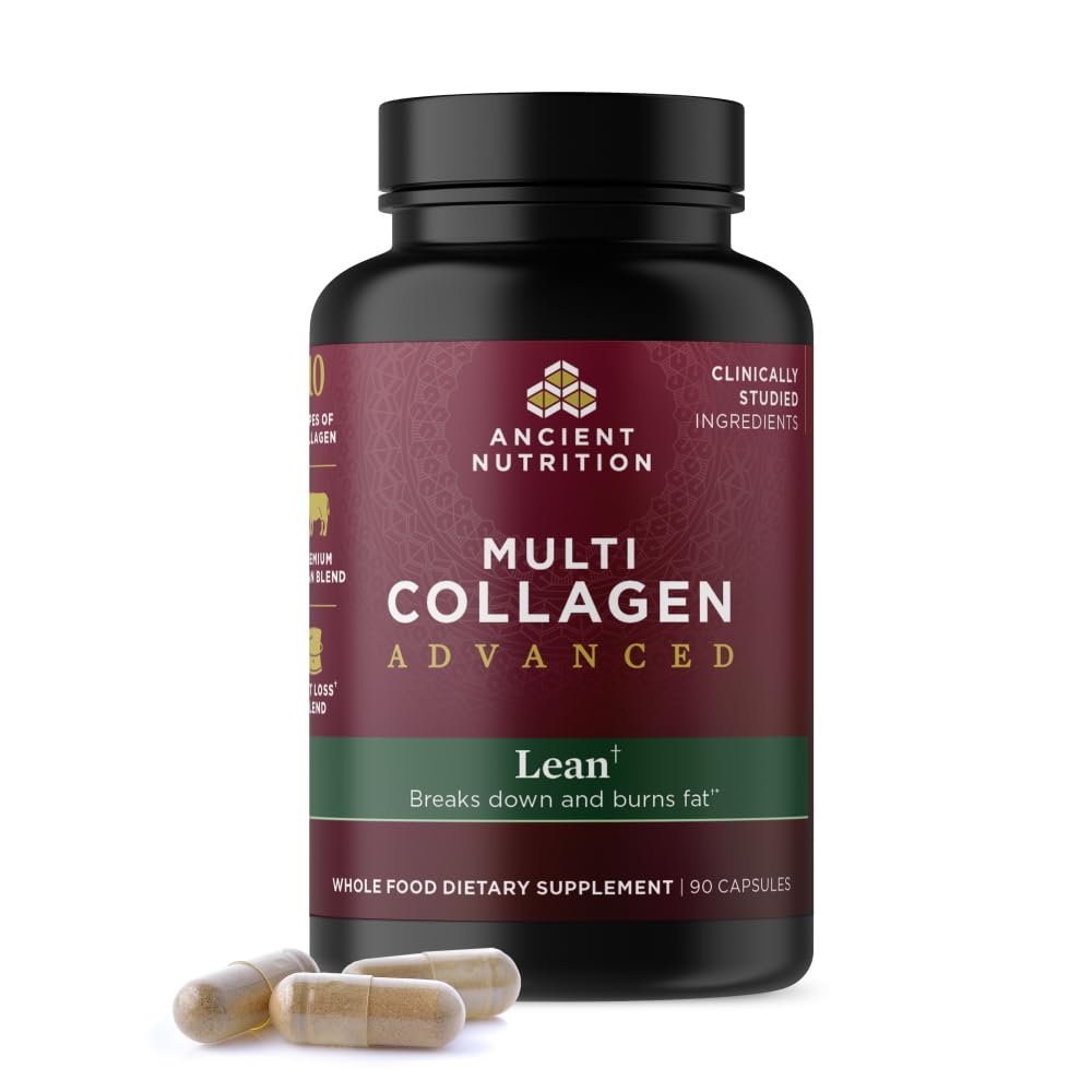 Αρχαία διατροφή Multi Collagen Advanced Lean with Probiotics, Hydrolyzed Collagen Peptides Υποστηρίζει Υγιεινή απώλεια βάρους και απώλεια λίπους, 90 Count