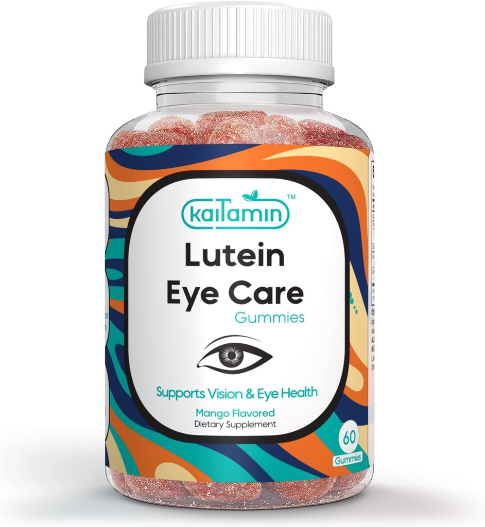 Lutein & Zeaxanthin Συμπλήρωμα ματιών για ενήλικες - Υποστήριξη προστασίας για τα μάτια - Yummy Mango Γεύση Vegan, Χωρίς γλουτένη, Made with Coconut Oil. 60 Gummies