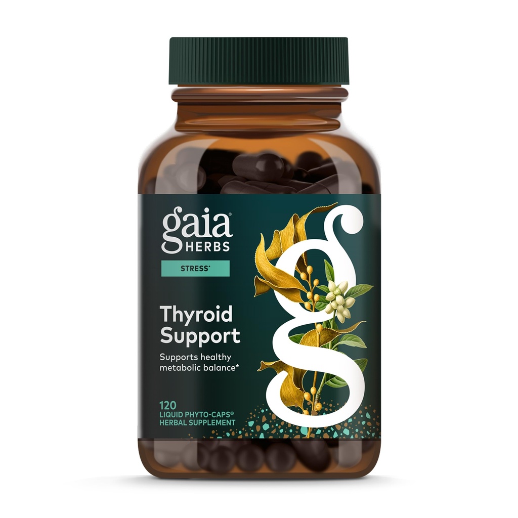 Gaia Herbs Thyroid Support - Κατασκευασμένο με Ashwagandha, Kelp, Brown Seaweed & Schisandra για την υποστήριξη Υγιούς Μεταβολικής Ισορροπίας & Συνολικής Ευδοκίας* - 120 Vegan Liquid Phyto-Capsules (40-Day Supply)