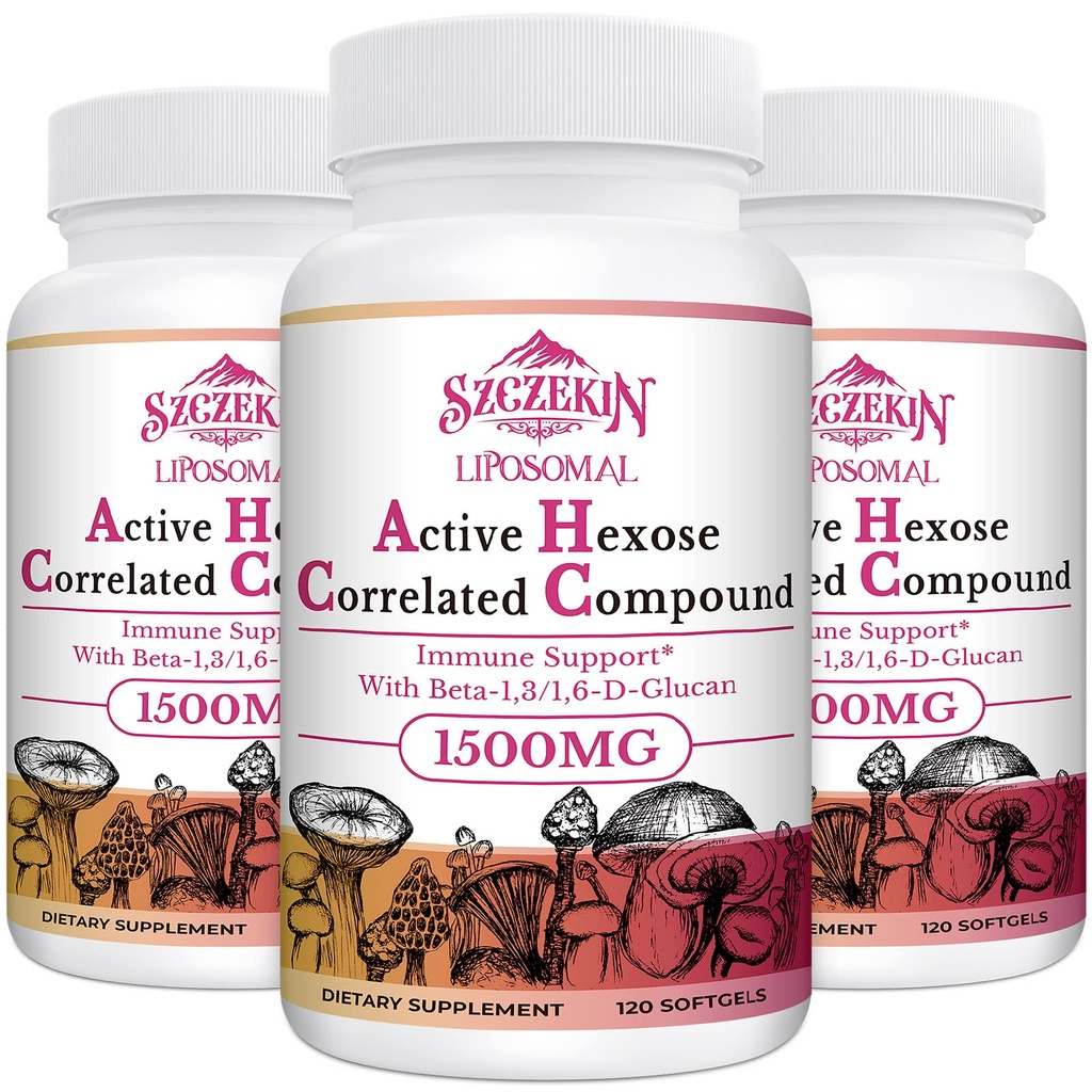 1500mg Liposomal Active Hexose Correlated Supplement,360 μαλακά γέλη Beta-Glucans με φυσικό εκχύλισμα μανιταριών, ανοσοποιητικό σύστημα, λειτουργία ήπατος, διατήρηση T-Cell & Killer Cell Activity