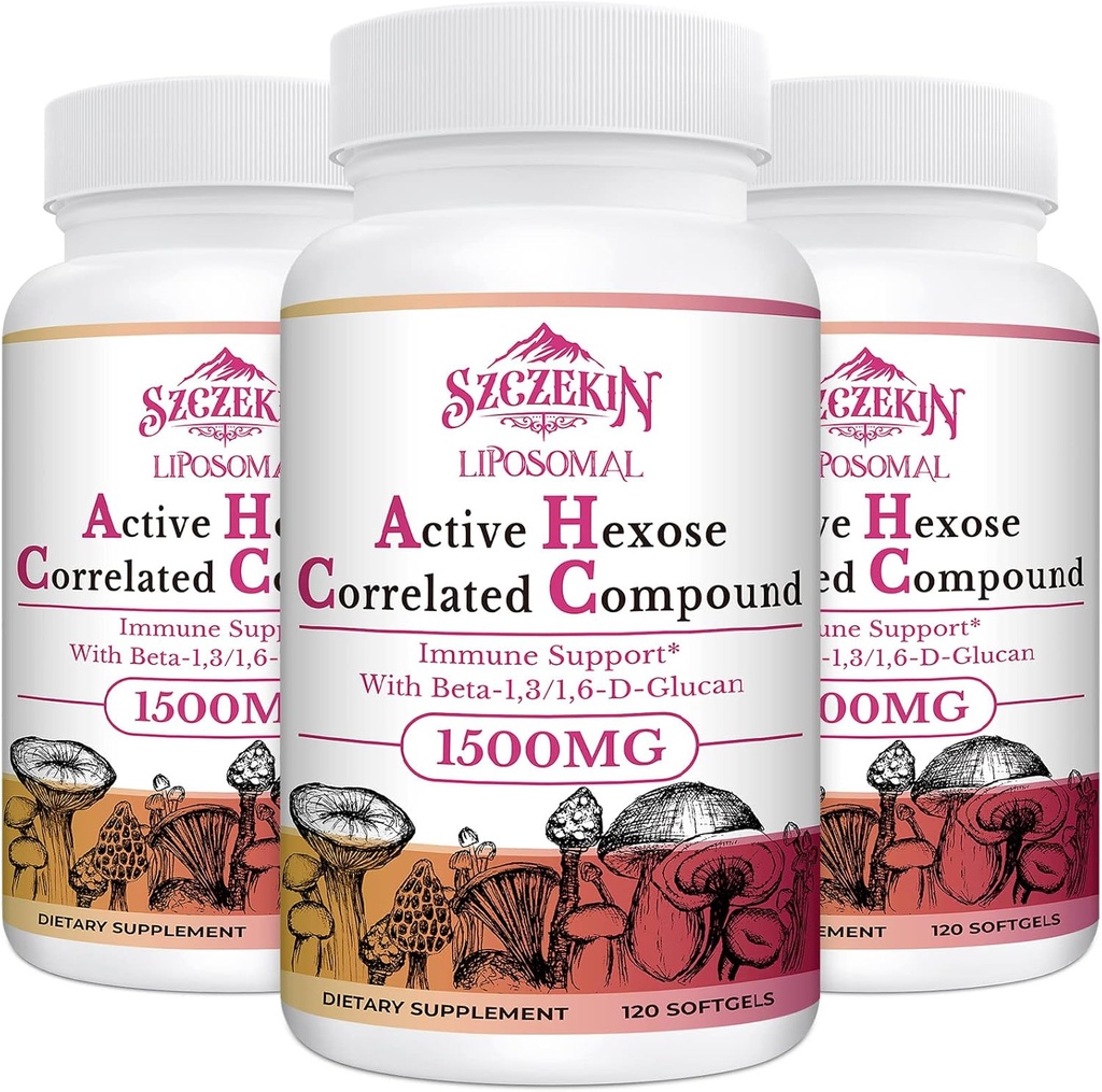 1500mg Liposomal Active Hexose Correlated Supplement,360 μαλακά γέλη Beta-Glucans με φυσικό εκχύλισμα μανιταριών, ανοσοποιητικό σύστημα, λειτουργία ήπατος, διατήρηση T-Cell & Killer Cell Activity