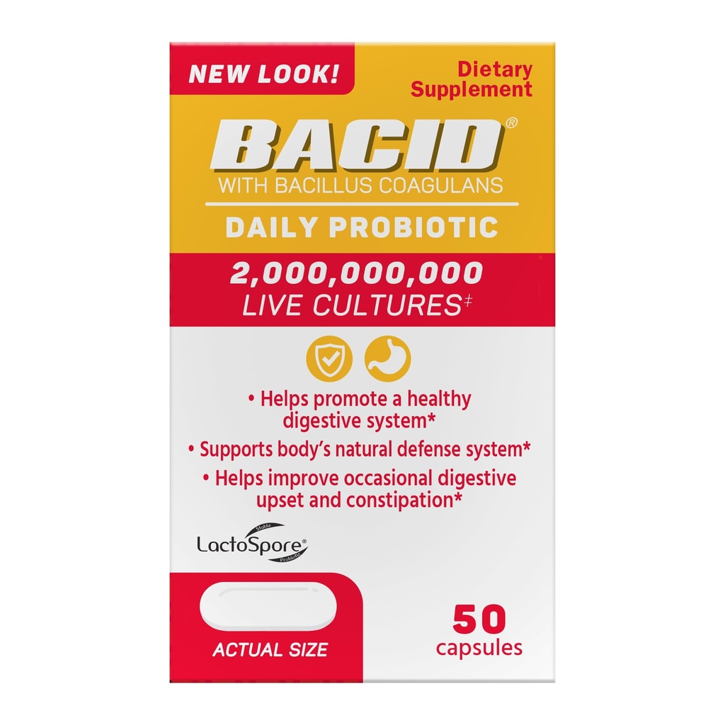 Bacid Daily Probiotic με Bacillus Coagulans, 50 Count, Digestion συμπλήρωμα για τη βελτίωση της περιστασιακής δυσκοιλιότητας