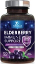 Elderberry Immune Support 1200mg - Καθημερινή Ανοσολογική Υποστήριξη για Ενήλικες με Συμπυκνωμένο εκχύλισμα Sambucus Black Elderberry - Συμπλήρωμα Αντιοξειδωτικής Βιταμίνης, Χωρίς Γλουτένη, Εμφιαλωμένο στις ΗΠΑ - 120 Κάψουλες