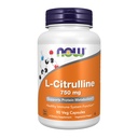 NOW Συμπληρώματα τροφίμων, L-Citrulline 750 mg, Υποστηρίζει τον μεταβολισμό πρωτεϊνών *, Amino Acid, 90 κάψουλες Veg