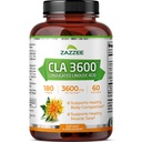 Zazzee Υψηλής Ικανότητας CLA 3600, 180 Softgels, 3600 mg ανά Σερβίρισμα, Conjugated Linoleic Acid from Safflower Oil, συμπυκνωμένο και Standardized, 60 Day Supply, Non-GMO και Made in The USA