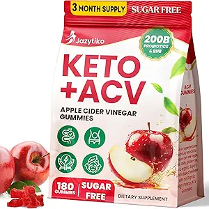 Τσίχλες μηλίτη, Advanced ACV Gummy με προβιοτικά, BHB, B12 και Keto Support - Keto Acv Gummies για Detox, Μεταβολισμός, Digestion, Gut & Immune Health - Χωρίς ζάχαρη, Vegan, 180 Counts
