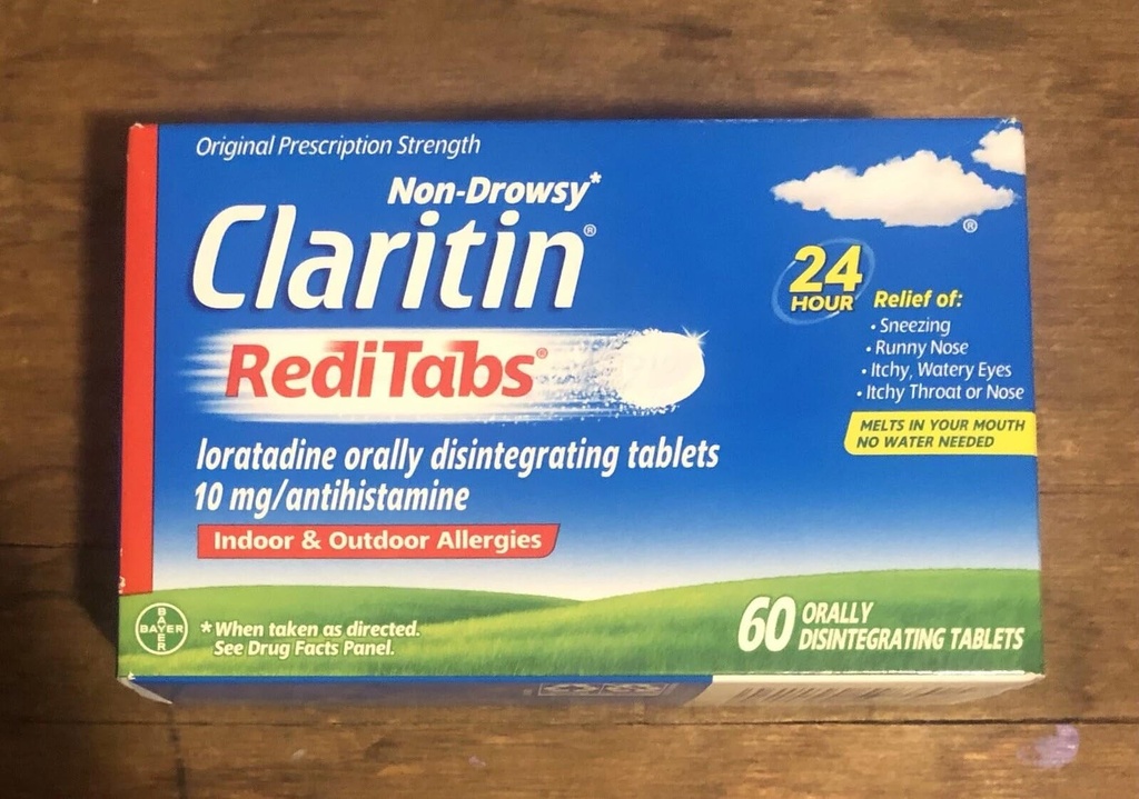 Claritin RediTabs 24ωρη Αλλεργία Ιατρική, Αλλεργία μη- υπνηλία Ανακούφιση, Λοραταδίνη Αντιισταμινικά δισκία, 60 κόμης