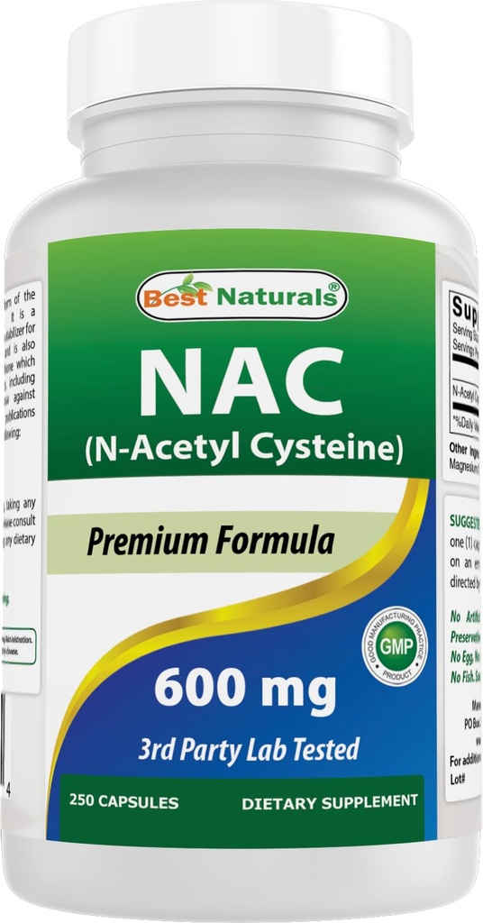 Best Naturals NAC N-Acetyl-Cysteine 600 mg 250 Capsules