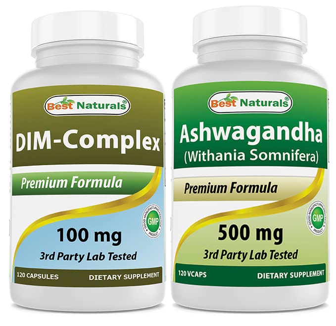 Best Naturals DIM συμπλήρωμα 100 mg & Ashwagandha εκχύλισμα 500 Mg