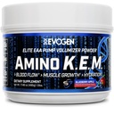 Evogen Amino K.E.M. - EAA & BCAA Powder Pump Volumizer | BCAAs Amino Acids Supplement for Blood Flow, Muscle Growth, & Hydration | Blueberry Apple | 30 Servings