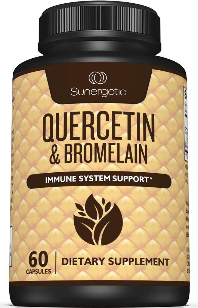 Ηλιόλουστο Premium Quercetin & Bromelain συμπλήρωμα – ισχυρό Quercetin Bromelain Complex για να βοηθήσει την υποστήριξη ανοσοποιητικού συστήματος & εποχιακή υποστήριξη – Quercetin 1000mg ανά υπηρεσία – 60 κάψουλες