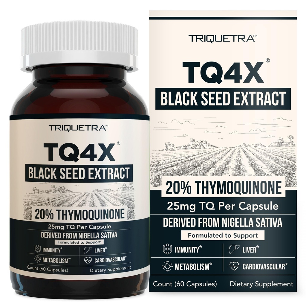 20% Thymoquinone Black Seed Oil Extract Κάψουλες - TQ-Advanced 4X®: Ισχυρή συγκέντρωση Thymoquinone Διαθέσιμο - 60:1 Πυκνό από Nigella Sativa, Ακατέργαστη μορφή, Vegan, Γυάλινο μπουκάλι (60 κάψουλες)