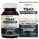 20% Thymoquinone Black Seed Oil Extract Κάψουλες - TQ-Advanced 4X®: Ισχυρή συγκέντρωση Thymoquinone Διαθέσιμο - 60:1 Πυκνό από Nigella Sativa, Ακατέργαστη μορφή, Vegan, Γυάλινο μπουκάλι (60 κάψουλες)