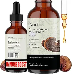 Auri Reishi Super Mushroom Elixir - ανοσοενισχυτής και το άγχος συμπλήρωμα υποστήριξης για την επίτευξη βαθύτερο ύπνο - Reishi Βάμμα 60ml