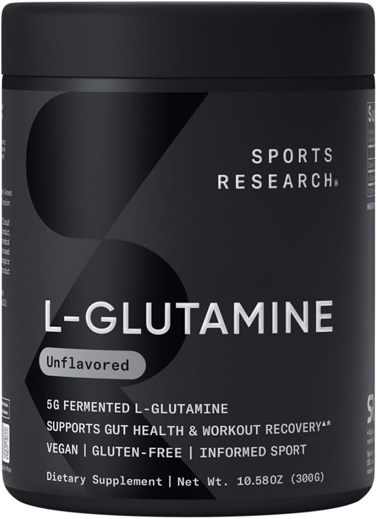 Sports Research® L-Glutamine - Ανάκτηση προπόνησης, ανοσοποιητική υγεία & υποστήριξη για την υγεία των ούρων - 5 G ανά υπηρεσία - 10.58 Oz