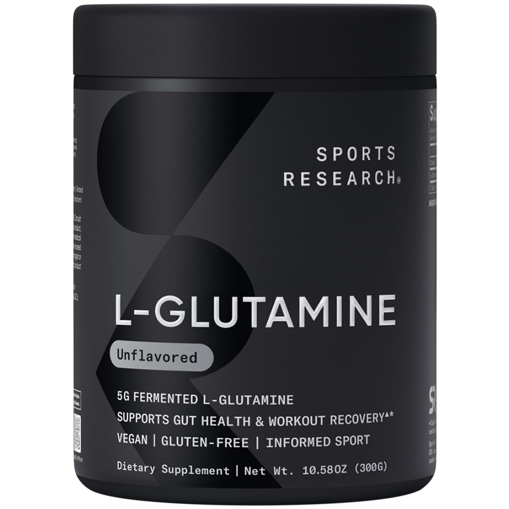 Sports Research® L-Glutamine - Ανάκτηση προπόνησης, ανοσοποιητική υγεία & υποστήριξη για την υγεία των ούρων - 5 G ανά υπηρεσία - 10.58 Oz