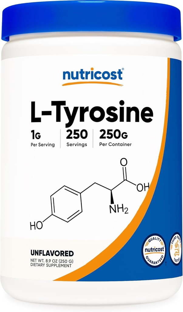Nutricost L-Tyrosine Powder 250 Grams - Pure L-Tyrosine Powder 1000mg Per Serving
