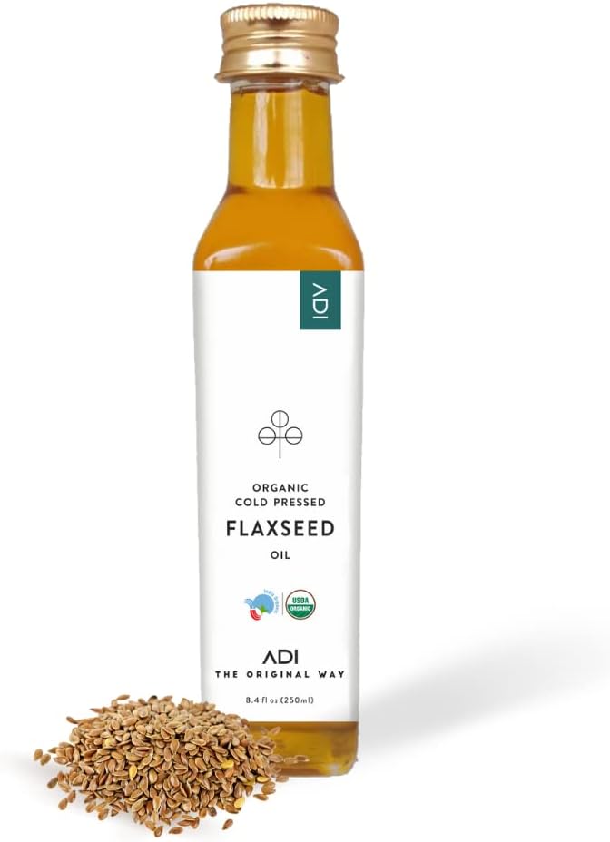 ADI 100% καθαρό βιολογικό έλαιο λιναρόσπορου – 8,8 fl oz, υγρό έλαιο λιναριού κρύου τύπου & μη ραφιναρισμένο