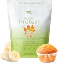 TRU Supplements Plant Based Protein Powder, BCAA, EAA, 20g Vegan Brown Rice & Pea Protein, 100 Calories, 27 Vitamins, No Artificial Flavors 25 Servings (Banana Maple Muffin)