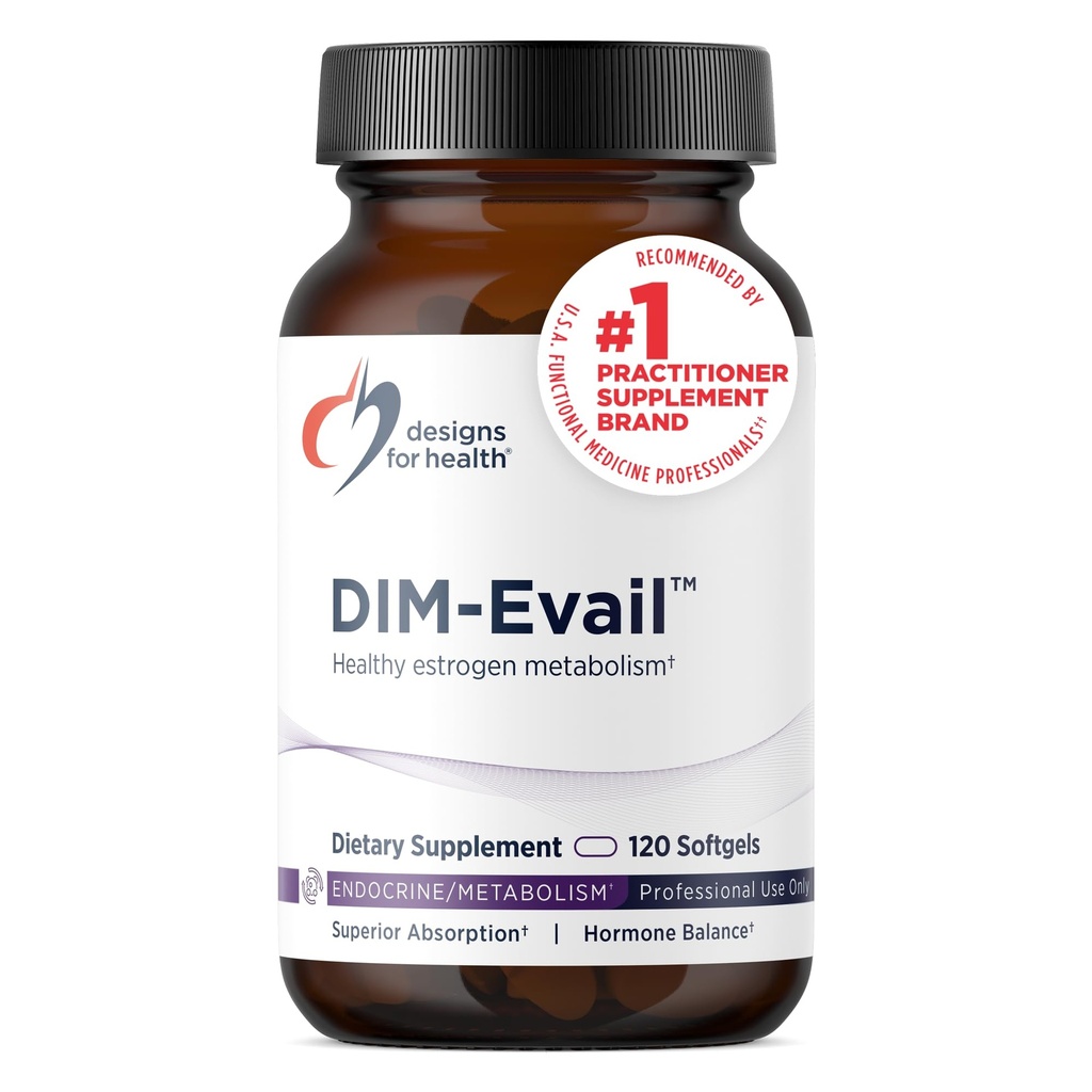 Σχέδια για την υγεία DIM-Evail - 100mg συμπλήρωμα DIM Ενισχυμένη απορρόφηση Diindolylmethane - Υποστηρίζει υγιή οιστρογόνο Μεταβολισμός & Υγεία των γυναικών - Μη-ΓΤΟ & χωρίς σόγια (120 Softgels)