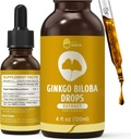 Βιολογικό Ginkgo Biloba Extract Υγρά συμπληρώματα, υποστήριξη εγκεφάλου & εστίασης, 98% Απορρόφηση, Vegan, μη ΓΤΟ, Αλκοόλ & Χωρίς γλουτένη - 4 Fl Oz