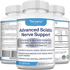 Advanced Sciatic Nerve Support Relief: Alpha Lipoic Acid Vitamin, Benfotiamine - 12 in 1 Sciatica Συμπληρώματα - 120 κάψουλες- 30-60 Supply-Made in USA