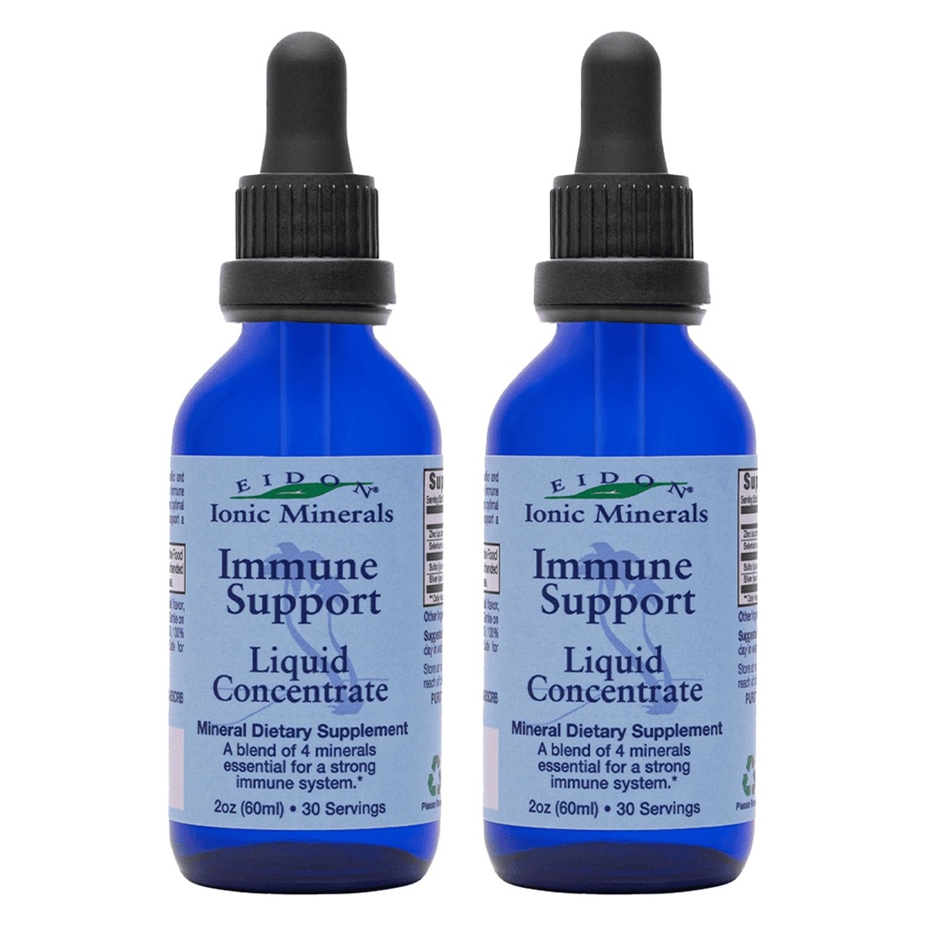 Eidon Ionic Minerals Immune Support Supplement Υγρό Πυκνό - Ορυκτές σταγόνες με ψευδάργυρο, Σελήνιο, Υποστήριξη & Διατήρηση ανοσοποιητικού συστήματος, Βιοδιαθέσιμα, Χωρίς Συντηρητικά - 2 oz (πακέτο του 2)