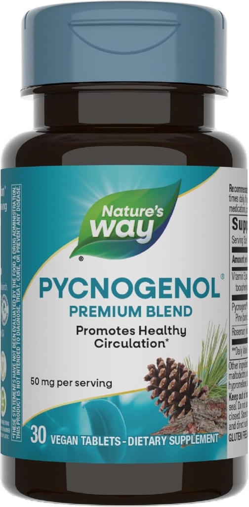 Nature's Way Pycnogenol, Προάγει την Υγιεινή Κυκλοφορία*, 30 Vegan Tablets