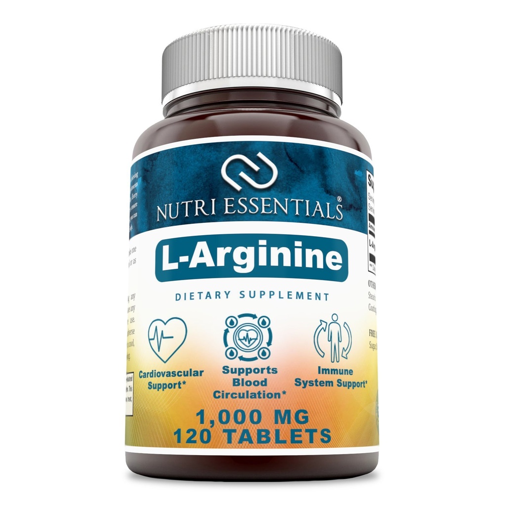 L-αργινίνη 1000 Mg 120 δισκία Συμπλήρωμα διατροφής - Υποστηρίζει Καρδιαγγειακή Υγεία - Υποστηρίζει λειτουργίες ανοσοποιητικού συστήματος - Προάγει την κυκλοφορία του αίματος
