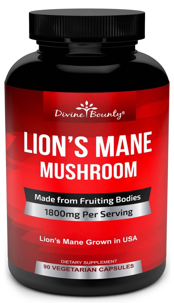 Organic Lions Mane Mushroom Caps - 1800mg Strongest Lion's Mane Mushroom Supplement - Μη ΓΤΟ Lions Mane Extract Powder - Nootropic Brain Supplement - Brain & Immune Support - 90 Χορτοφαγικά Καπάκια