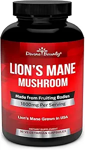 Organic Lions Mane Mushroom Caps - 1800mg Strongest Lion's Mane Mushroom Supplement - Μη ΓΤΟ Lions Mane Extract Powder - Nootropic Brain Supplement - Brain & Immune Support - 90 Χορτοφαγικά Καπάκια