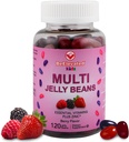 Multivitamin Jelly Beans - Μασώμενες βιταμίνες Gummies με ψευδάργυρο για τα παιδιά - Ανοσοποιητική υποστήριξη συμπληρώματα βιταμίνης - Χορτοφαγικές πολυβιταμίνες Gummy συμπλήρωμα για τα παιδιά - 120 φασόλια μούρων