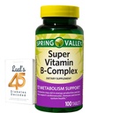 Spring Valley Super B Complex 100 Tablets Energy Support Bundle with Lual's 45 Diabetes Decoded