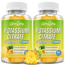 Κάλιο Κιτρικό Gummies, Υψηλής Συμπληρώματος Κάλιο Gummies 1200mg Πόδι Υποστήριξης Cramps & Μυική Υγεία, για Ενήλικες & Παιδιά, Vegan, Ανανάς Γεύση 120 Count