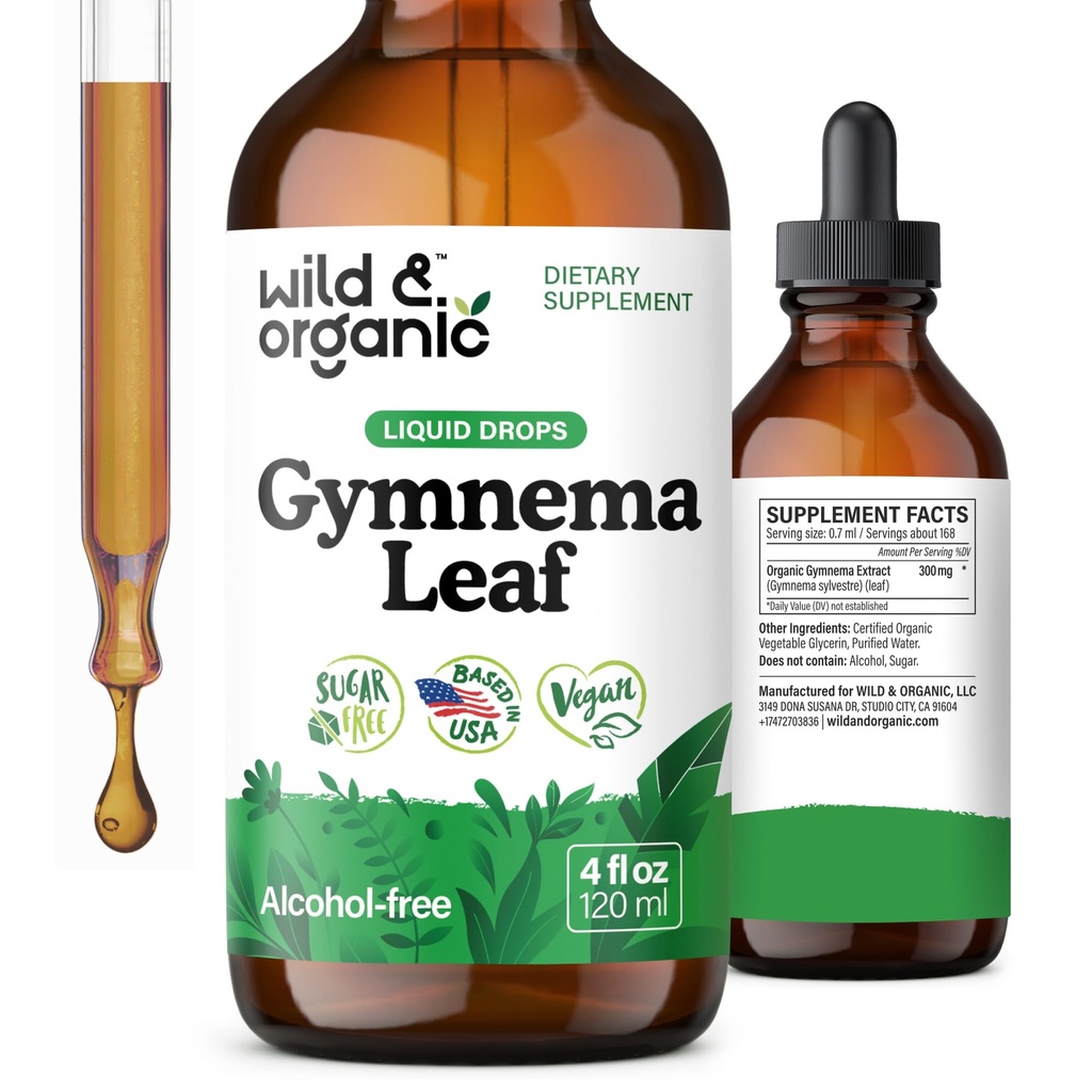 Άγρια & Βιολογικά Gymnema Sylvestre σταγόνες εκχύλισμα - Ζάχαρη-ελεύθερο Gymnema Sylvestre Συμπληρώματα - Gurmar Σκόνη με βάση Βάμμα - Vegan, Αλκοόλ-ελεύθερο φύλλα Υγρές σταγόνες - 4 fl oz