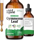 Άγρια & Βιολογικά Gymnema Sylvestre σταγόνες εκχύλισμα - Ζάχαρη-ελεύθερο Gymnema Sylvestre Συμπληρώματα - Gurmar Σκόνη με βάση Βάμμα - Vegan, Αλκοόλ-ελεύθερο φύλλα Υγρές σταγόνες - 4 fl oz
