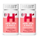 Hair, Skin & Nails Supplement 2 Pack (120 κάψουλες) - Νέα εμφάνιση, υποστηρίζει την ενυδάτωση του δέρματος, Hair & Nail Strength, Biotin 2000mcg, Βιταμίνη Α & C, Υαλουρονικό οξύ, Rosehip, Vegan, Non-GMO