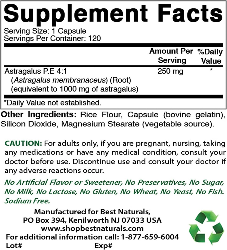 Best Naturals Astragalus 1000 mg & Βιταμίνη K2 (MK7) με D3