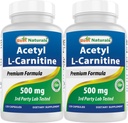 Best Naturals Acetyl L-Καρνιτίνη (ALCAR) 500mg, 120 κάψουλες, 120 σερβιρίσματα - Μη ΓΤΟ και χωρίς γλουτένη, 1 κάψουλα ανά σερβίς (2 Συσκευασία)